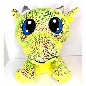 KELLYTOY Flying Dragon Plush Stuffed‎ Animal XL Eyes Lime Green Metallic Sparkle
